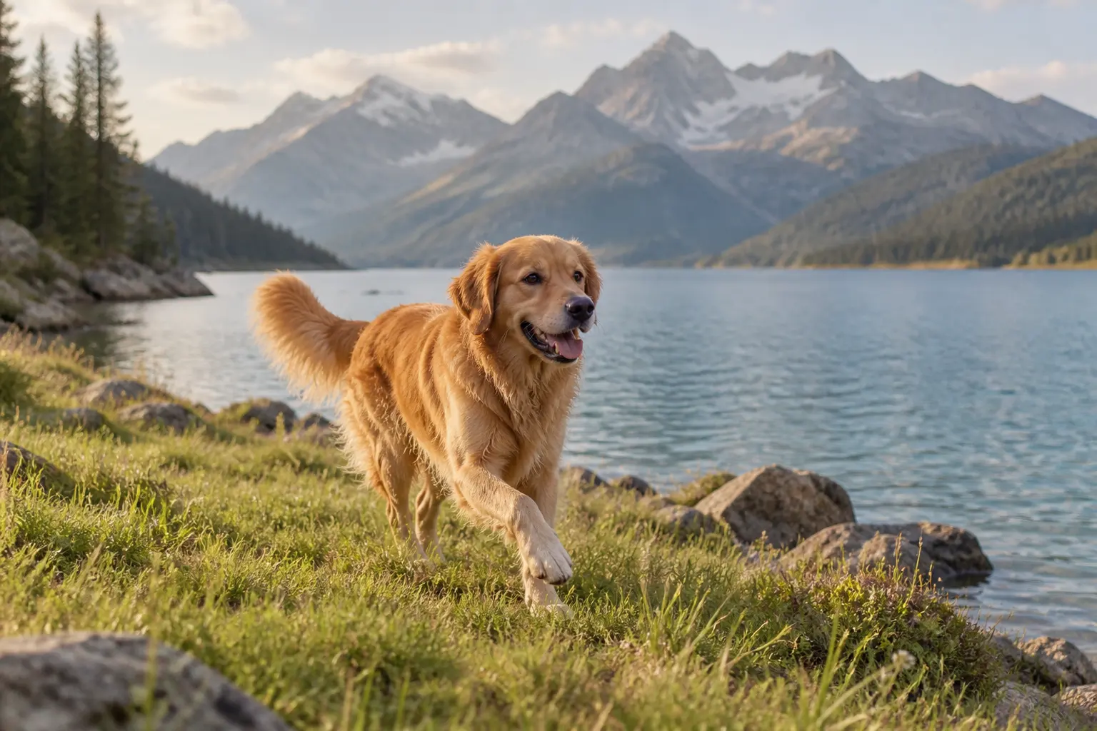 Hund draußen am See